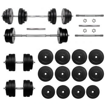 Гантели со штангой 2в1 STNG SPORT 56 кг гриф хромированный металлические, набор для дома