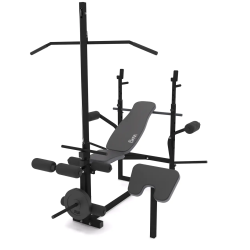 Многофункциональная скамья для жима WCG 0070 + Тяга + Брусья + Приставка скотта с тренажером для ног и баттерфляем, включая отрицательный уклон