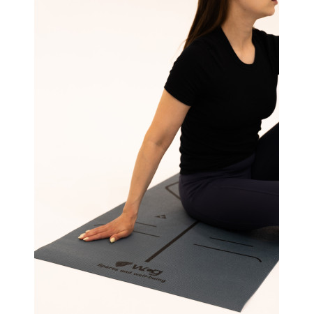 Килимок для йоги WCG Asana 173×61×0,4 см з розміткою для асан та чохлом, темно-зелений 