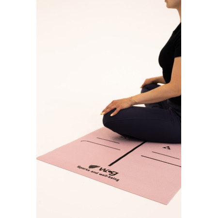 Килимок для йоги WCG Asana 173×61×0,4 см з розміткою для асан та чохлом, пастельно-рожевий 