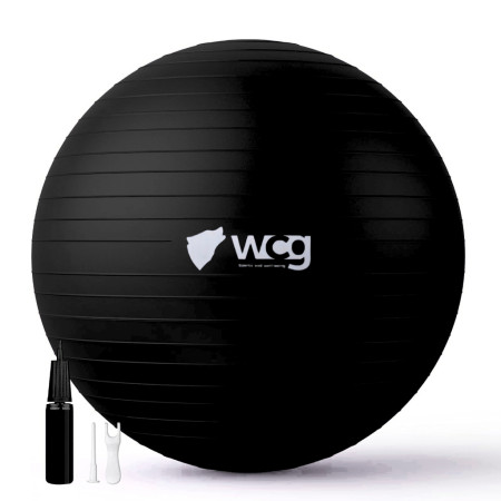 М’яч для фітнесу WCG Balance Pro 85 см Anti-Burst до 500 кг з насосом, фітбол для йоги, пілатесу та вагітних, чорний 