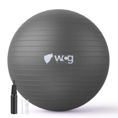 М’яч для фітнесу WCG Balance Pro 75 см Anti-Burst до 500 кг з насосом, фітбол для йоги, пілатесу та вагітних, графітовий