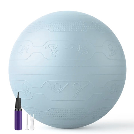 М’яч для фітнесу WCG Balance Pro 65 см Anti-Burst до 500 кг з насосом, фітбол для йоги, пілатесу та вагітних, блакитний 