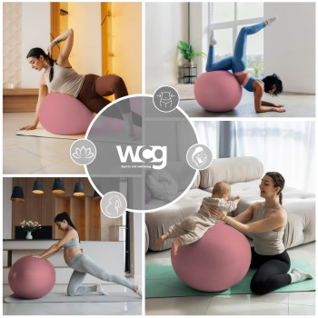 М'яч для фітнесу (фітбол) WCG 55 Anti-Burst 250 кг Pale Pink + насос