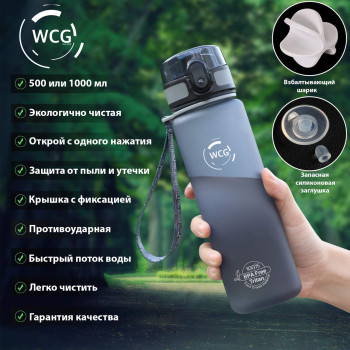 Спортивна Пляшка-Фляга для води WCG SPORT Tritan Grey 500 мл шейкер фітнес