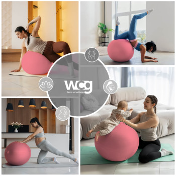 М'яч для фітнесу (фітбол) WCG 65 Anti-Burst 300кг Персиковий + насос