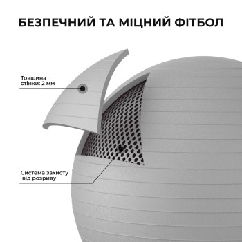 М'яч для фітнесу (фітбол) WCG 75 Anti-Burst 250кг Сірий + насос