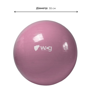 М'яч для фітнесу (фітбол) WCG 55 Anti-Burst 250 кг Pale Pink + насос