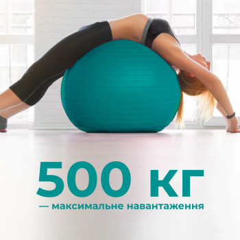М'яч для фітнесу (фітбол) WCG 65 Anti-Burst 300кг Бірюзовий насос