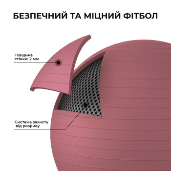 М'яч для фітнесу (фітбол) WCG 55 Anti-Burst 250 кг Pale Pink + насос