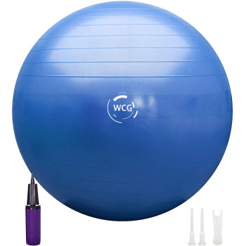 М'яч для фітнесу (фітбол) WCG 65 Anti-Burst 300кг Блакитний + насос