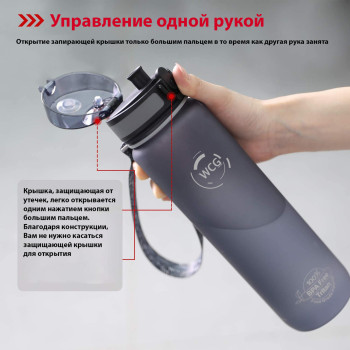Спортивна Пляшка-Фляга для води WCG SPORT Tritan Grey 500 мл шейкер фітнес