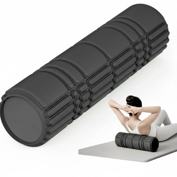 Массажный ролик WCG K3 Premium Foam Roller 42 см, черный, 3D рельеф, EVA, до 200 кг