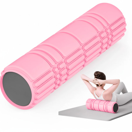Масажний ролик WCG K3 Premium Foam Roller 42 см, рожевий, 3D рельєф, EVA, до 200 кг 