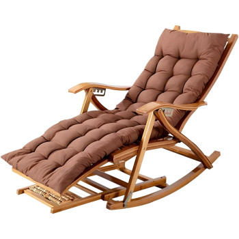 Кресло-качалка складное бамбуковое WCG с регулировкой спинки, подножкой и подголовником, кресло-шезлонг для дома и террасы