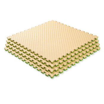 Мат-татами (Мат-пазл ласточкин хвост) WCG EVA 100х100х2 cm Бежево-зёленый