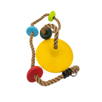 Канат для скалолазания WCG MONKEY с платформами и дисковым сиденьем для детской площадки Желтый Канат для скалолазания WCG MONKEY с платформами и дисковым сиденьем для детской площадки Желтый
