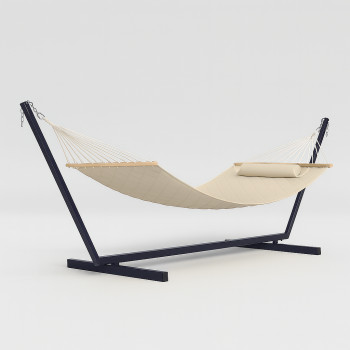 Стойка для гамака 50х50 + Гамак с планкой SOFT бежевый XXL 200×140 двухместный WCG