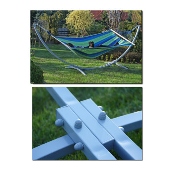 Стойка для гамака WCG + Гамак с планкой SOFT бежевый XXL 200×140 двухместный Стойка для гамака WCG + Гамак с планкой SOFT бежевый XXL 200×140 двухместный