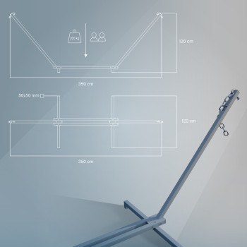 Стойка для гамака 50х50 + Гамак с планкой SOFT бежевый XXL 200×140 двухместный WCG Стойка для гамака 50х50 + Гамак с планкой SOFT бежевый XXL 200×140 двухместный WCG