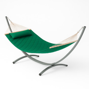 Стойка для гамака WCG + Гамак с планкой SOFT изумрудный XXL 200×140 двухместный