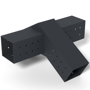 Кронштейн для соединения 3 брусьев 100×100 мм | Соединение 120° (проходная модель)
