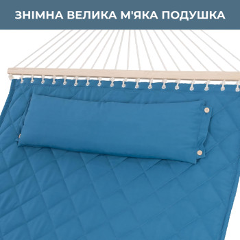 Стойка для гамака 50х50+ Гамак с планкой SOFT голубой XXL 200×140 двухместный WCG