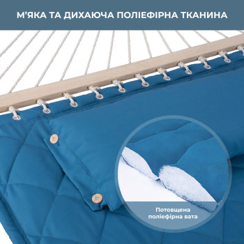 Стойка для гамака 50х50+ Гамак с планкой SOFT голубой XXL 200×140 двухместный WCG