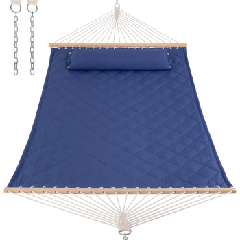 Стойка для гамака 50х50 + Гамак с планкой SOFT синий XXL 200×140 двухместный WCG