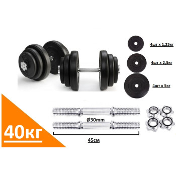 Гантели 2 шт по 20 кг разборные STNG Sport STRONG композитные (Металлический гриф) с ABS покрытием наборная