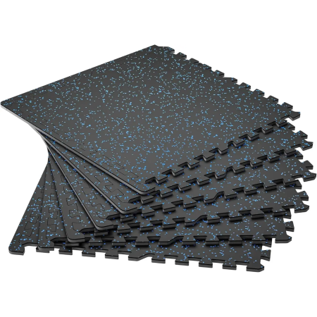 Мат-пазли DualMat 60×60×1,2 (чорний/сині вкраплення) — комплект 4 шт 