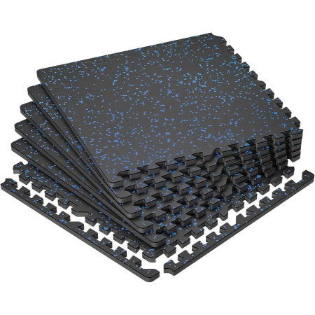 Мат-пазли DualMat 60×60×1,2 (чорний/сині вкраплення) — комплект 6 шт 