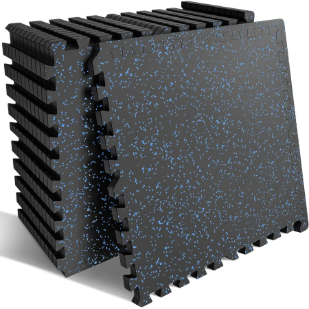 Мат-пазл DualMat 60×60×2 см (чорний/сині вкраплення) — 1 шт 