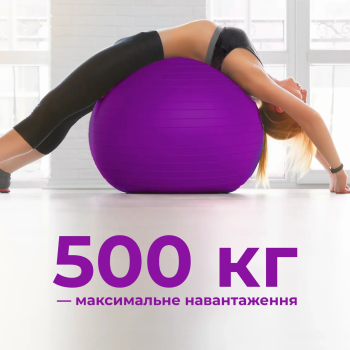 М'яч для фітнесу (фітбол) WCG 65 Anti-Burst 300кг Фіолетовий + насос