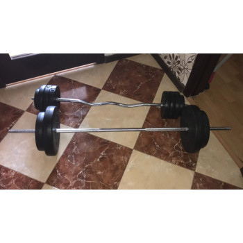 Штанга + гантели RN-Sport на 80 кг. 4 грифі + диски. Перчатки у подарунок!
