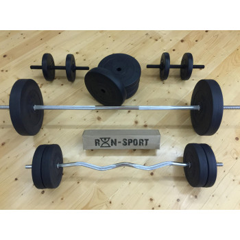 Набір RN-Sport штанга 110 кг із гантелями + гриф W-подібний. Перчатки у подарунок!
