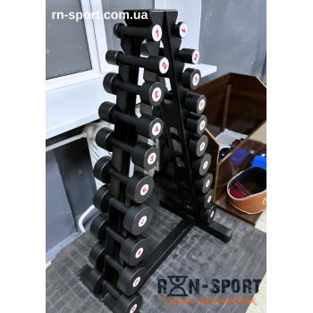 Гантельний ряд RN-Sport BLACK 1-10 кг зі стійкою