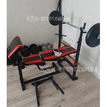 Лава з верхньою тягою + 4 грифі + 75 кг дисків з ABS покриттям