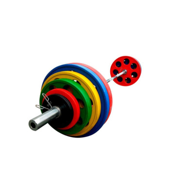 Штанга гумова з кольоровими дисками на 145 кг RN-Sport (alex_145)