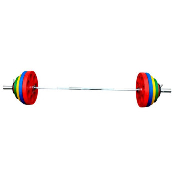 Штанга гумова з кольоровими дисками на 145 кг RN-Sport (alex_145)